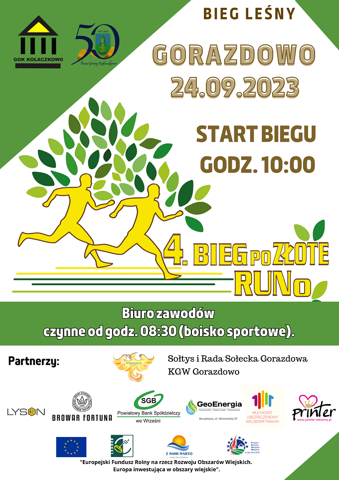 Plakat biegu leśnego w Gorazdowie 2023