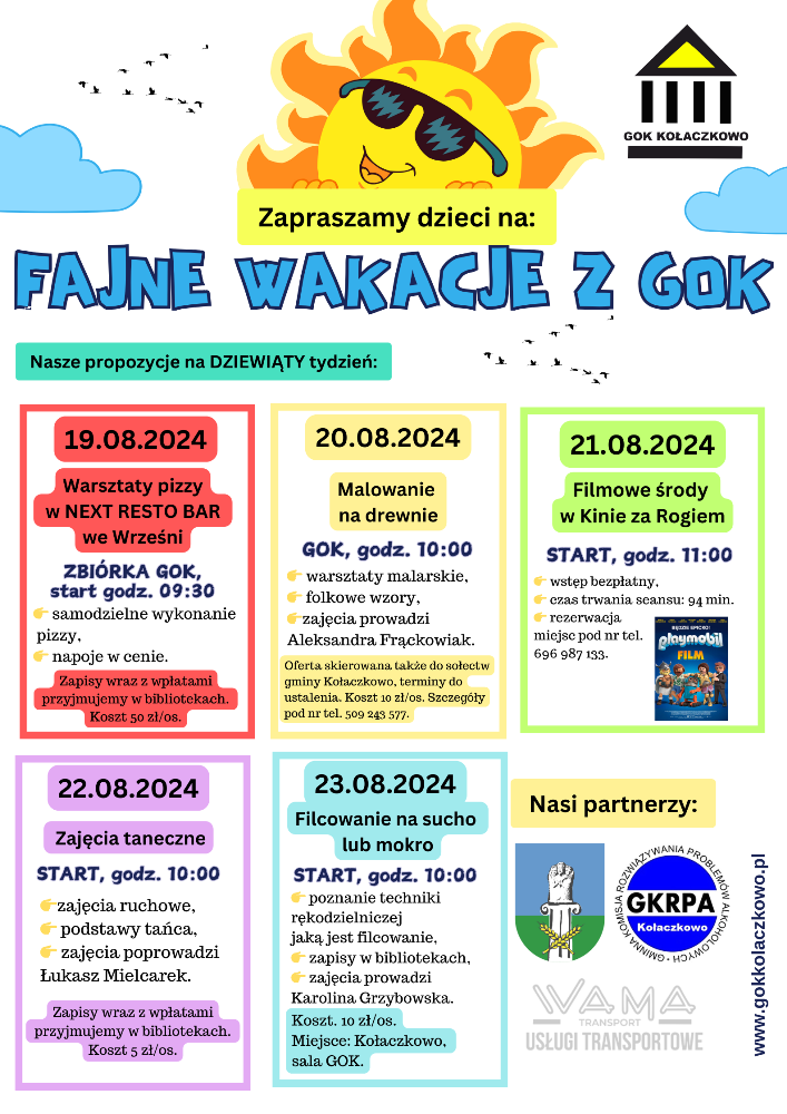 Propozycje na 9 tydzień wakacji 2024