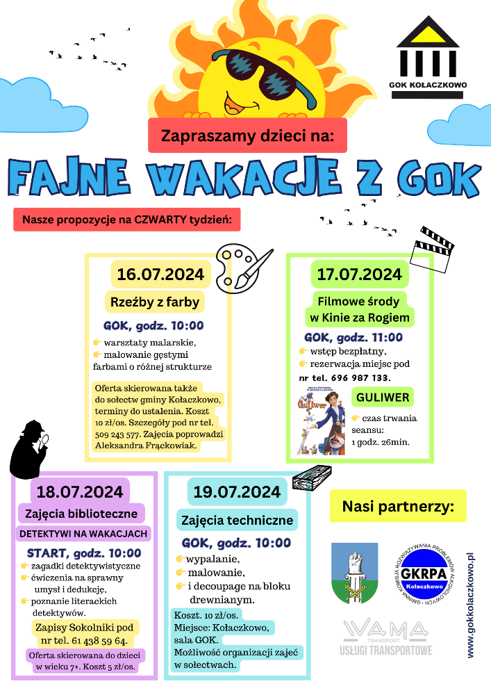 Plakat na zajęcia wakacyjne 2024 - 4 tydzień