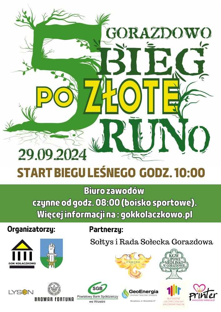 Plakat 5. Biegu po Złote RUNo 