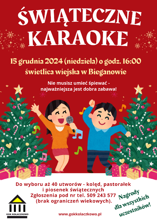 Plakat zapraszający na Świąteczne Karaoke 2024