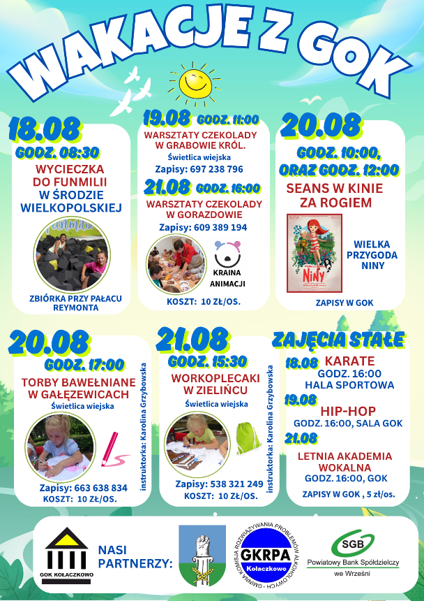 Ostatni tydzień wakacji z GOK Propozycje na ostatni tydzień wakacji z GOK