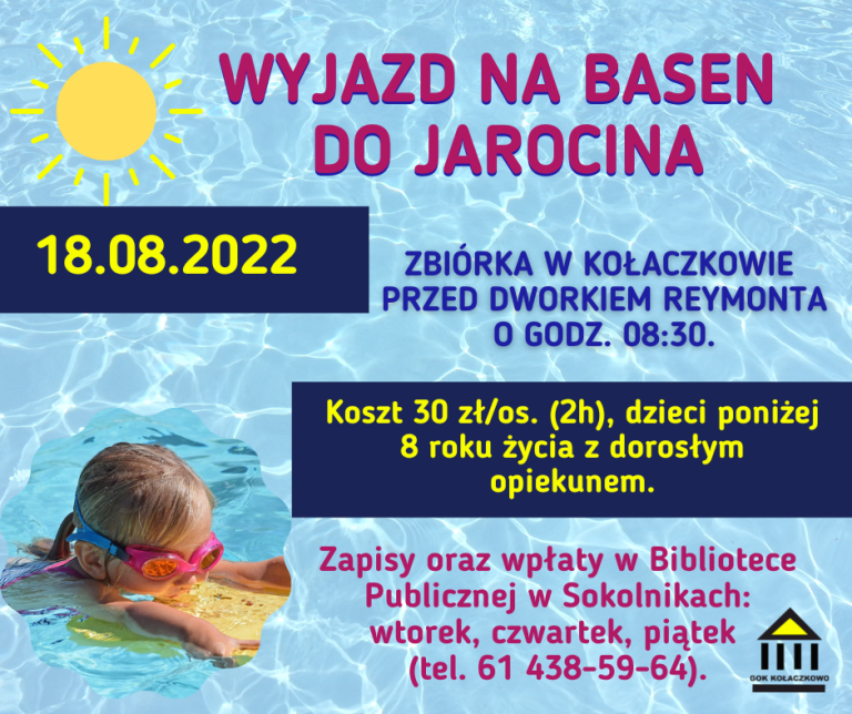 Ogłoszenie - wyjazd na basen do Jarocina